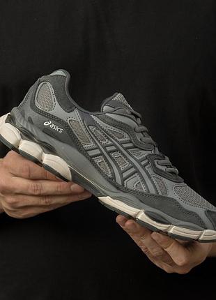 Термо кросівки asics gel nyc gore-tex beige grey  suede