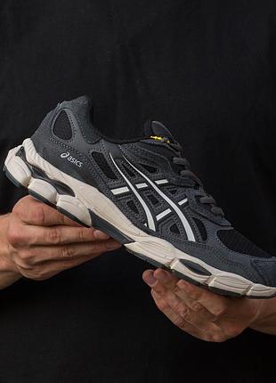 Термо кросівки asics gel nyc gore-tex black beige suede