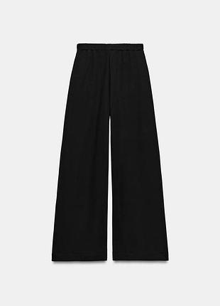 Штани штрокі палаццо wide leg чорні брюки zara зара