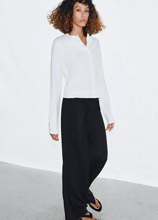 Штани штрокі палаццо wide leg чорні брюки zara зара
