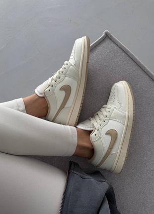 😍 жіночі кросівки air jordan retro 1 | sail / tan premium (1)