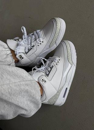 😍 женские кроссовки air jordan retro 3 | white / silver premium (2)