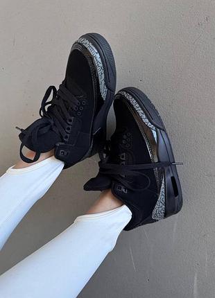 😍 женские кроссовки air jordan retro 3 | « black cat» premium (3)