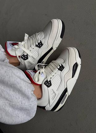 😍 женские кроссовки air jordan 4 | flight club / white &amp; black premium (1)
