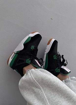 😍 женские кроссовки air jordan retro 4 | x sb black / green premium (2)