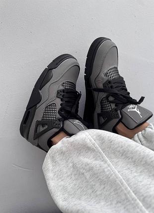 😍 женские кроссовки air jordan retro 4 x cactus jack | « grey / black» premium (7)