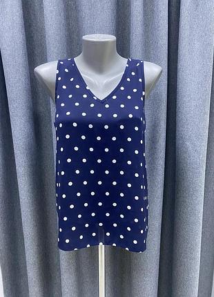 Синяя майка с интересной спинкой в горох primark 6/34