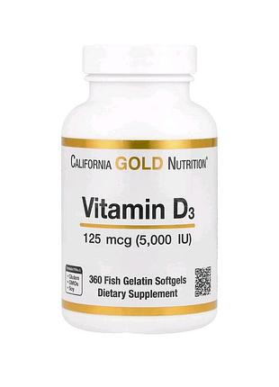 Вітамін д3 vitamin d3 california gold nutrition 125 мкг 5000 мо 90 капсул