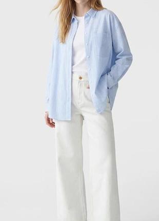 Стильная оверсайз рубашка в голубую полоску papaya (matalan), размер 14 (l/xl)