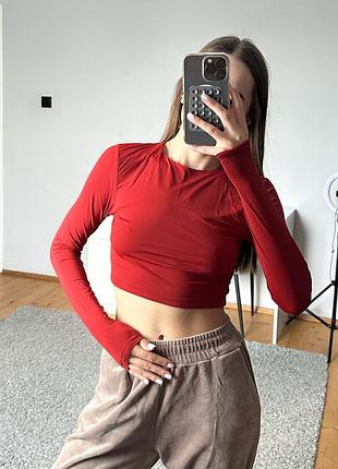 Топ з довгим рукавом червоний zara