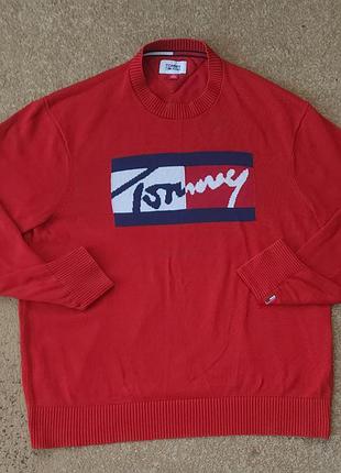 Оригінальний светр tommy jeans (tommy hilfiger) червоний (l)
