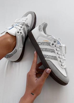 Кроссовки женские adidas samba white glitter shine