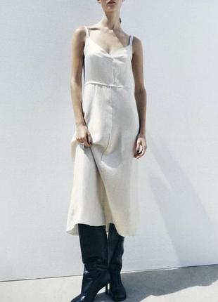 Платье сарафан zara атласное вискоза 100%