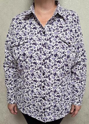 Стильна бавовняна сорочка marks&spencer у квітковий принт р.20(xl–2xl).