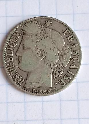 Монета 1 франк 1887 серебро 11а gk624