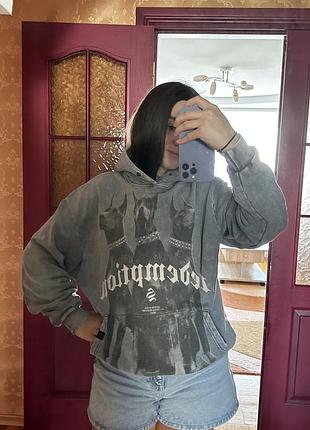 Сіре вінтажне худі оверсайз sinners attire оригінал з доберманами redemption кофта