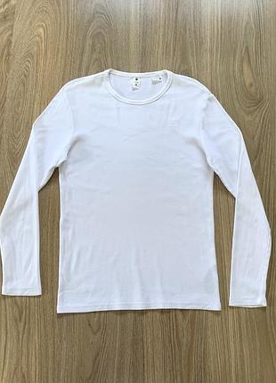 Мужской белый хлопковый лонгслив кофта свитшот g-star raw