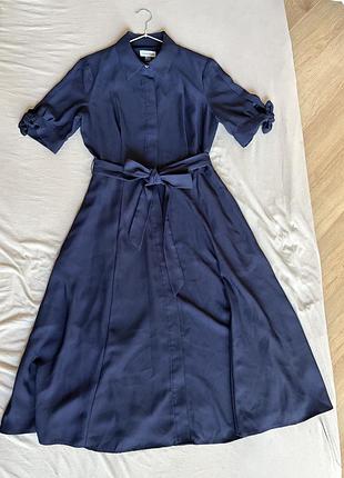 Сукня-сорочка міді calvin klein з поясом, синя, us 6