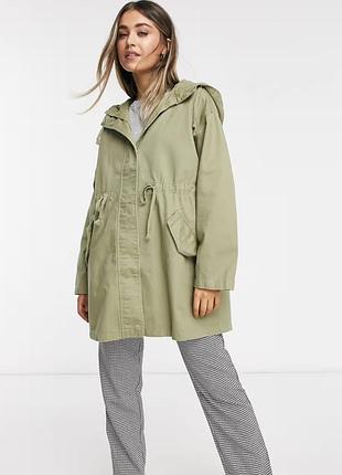 Стильная хлопковая парка asos design - оливковый цвет, размер l