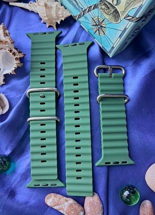 Ремешок, браслет ocean band design 42/44/45/49 мм, зеленый для apple watch