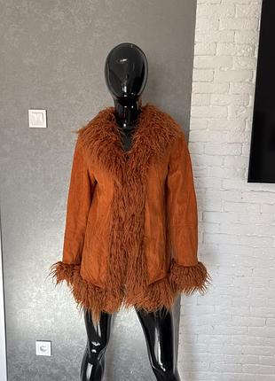 Вінтажна куртка з волохатим оздобленням довгий ворс urban outfitters, s