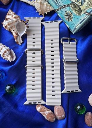 Ремешок, браслет ocean band design 42/44/45/49 мм, серый для apple watch