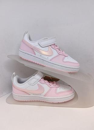 Кроссовки сникерсы детские nike court borough low recraft (ps) dv5457 -105 на липучках оригинал, новые, в коробке