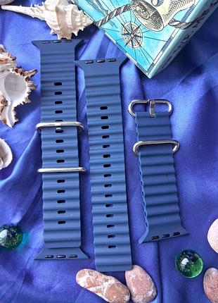 Ремешок, браслет ocean band design 42/44/45/49 мм, синий для apple watch