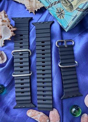 Ремешок, браслет ocean band design 42/44/45/49 мм, темно-серый для apple watch