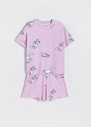 Нежная розовая пижама xl reserved «simon’s cat» с котиками
