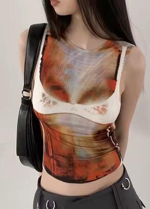 Кроп топ сітка майка гранж y2k dollskill