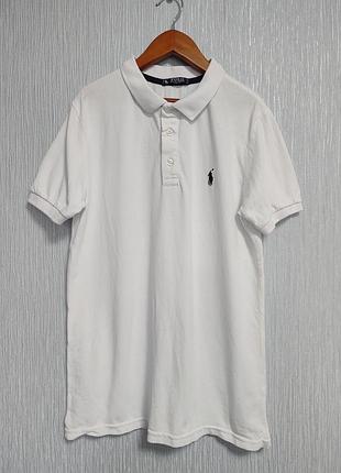 Белая хлопковая футболка polo ralph lauren