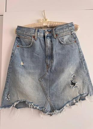 Джинсова спідниця zara premium denim