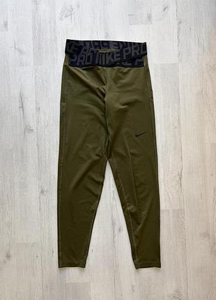 Жіночі спортивні компресійні легінси nike pro dri-fit zir02wtub-001 оливкові розмір m