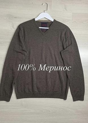 Чоловічий мериносовий светр esprit оригінал 100% merino wool преміальний легкий джемпер casual smart casual розмір l / ua 50–52