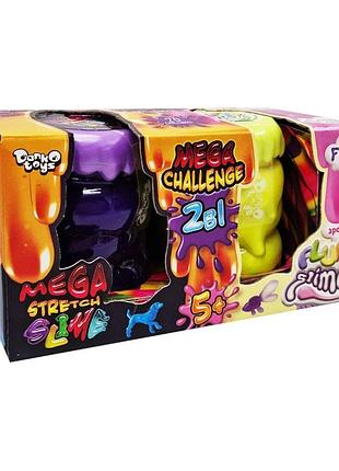 В'язка маса "2 в 1 "mega stretch slime" та "fluffy slime" fls-03-01u укр фіолетово-жовтий