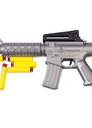 Іграшковий автомат з м'якими кулями m16 pf golden gun 910gg сірий