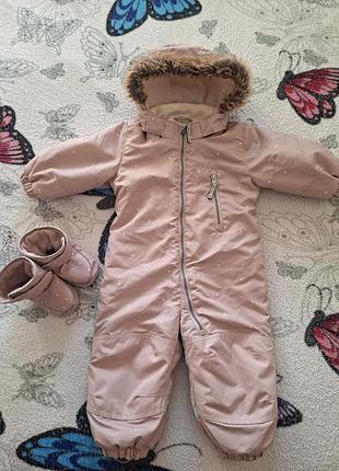 Комбінезон зимовий h&m дівчинці 80 86 см рожевий