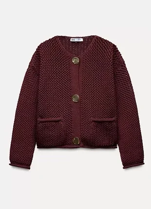 Трендовый кардиган от zara, цвета бургунди р.s