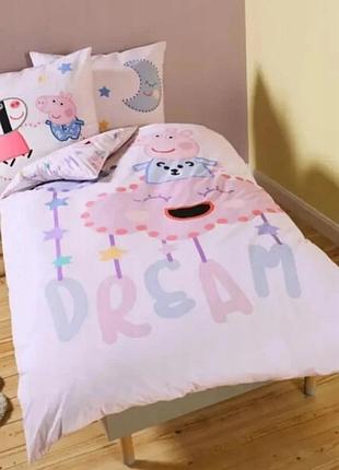 Новая двусторонняя детская постель свинка пеппа peppa pig 140х200 100% хлопок