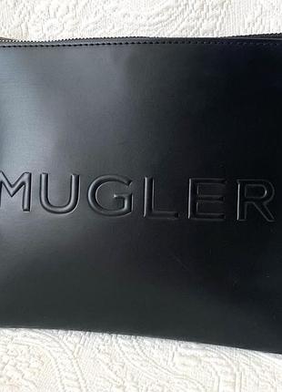 Mugler, косметичка, клатч-папка mugler black large pouch