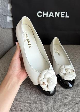 Білі балетки chanel 40 р. | туфлі chanel | шкіряні балетки | нові