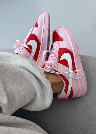 😍 женские кроссовки nike sb dunk | valentines day lacquer red / pink (6)