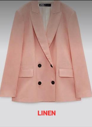 Льняной пиджак свободного кроя zara