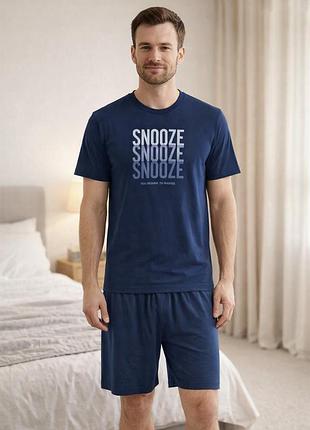 Піжама чоловіча трикотажний костюм для дому з шортами livergy m, xl, 2xl синій