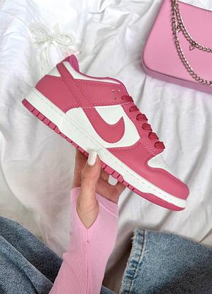 Кросівки жіночі nike sd dunk low pink white шкіряні демісезонні | кеди найк сб данк рожеві 36 37 38 39 40