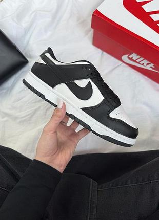 Кросівки жіночі nike sb dunk low white black panda чорно білі шкіряні демісезонні | кеди найк сб данк чорні з білим шкіра весна осінь