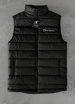 Мужской жилетка champion черный демисезон безрукавка на весна/лето/осень s / m / l / xl / xxl