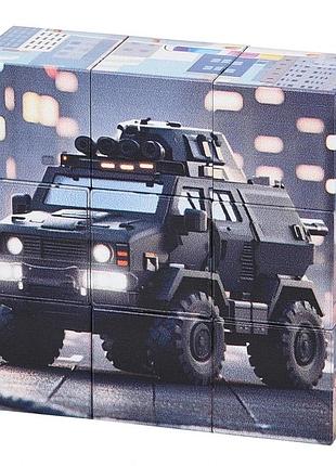 Дитячий магнітний кубік-пазл "машини будівельні" cl325-3, 3 х 3