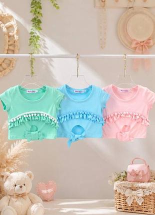 Дитячий літній топ м'ятного кольору m,l,xl, 2xl